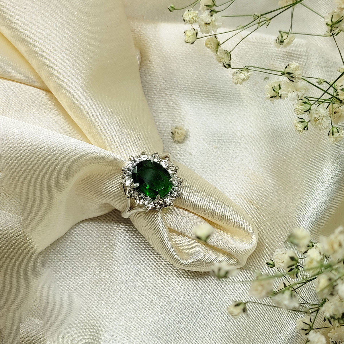 انگشتر نقره زنانه سلین کالا مدل زمرد کد Mps-1