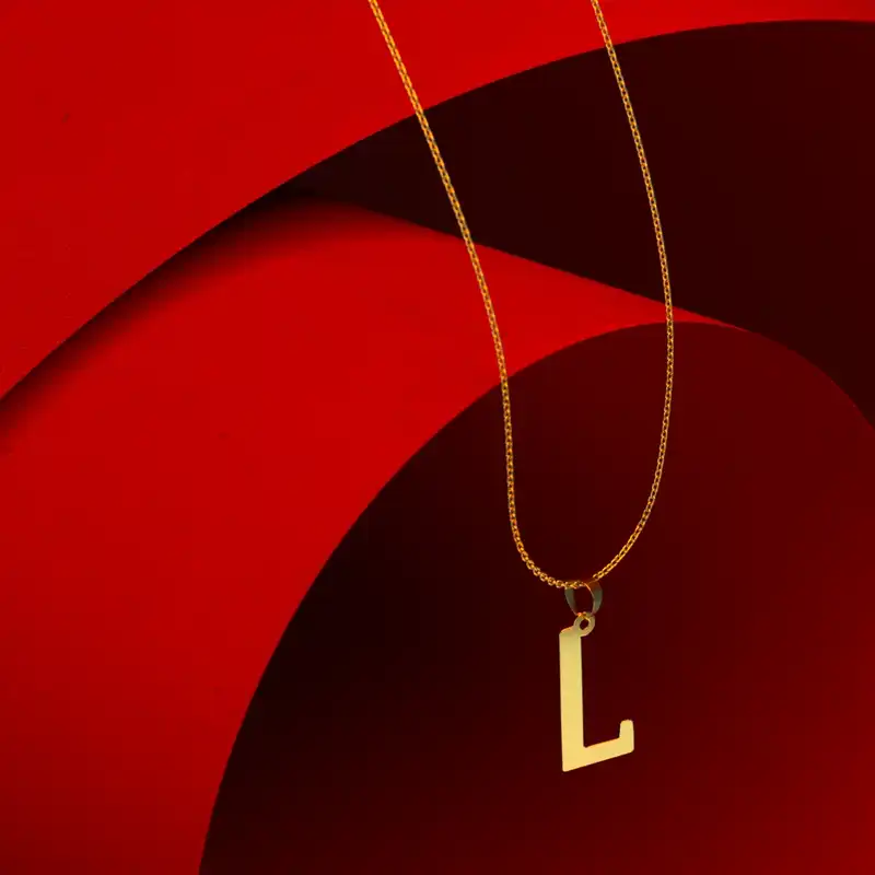 گردنبند طلا 18 عیار زنانه مدوپد مدل حرف L کد H3-1-1144