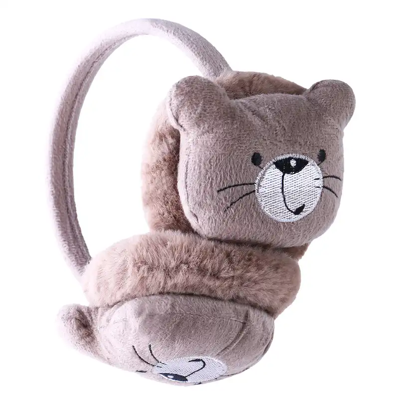 گوش گیر بچگانه مدل تلی داخل خز طرح موش بازیگوش رنگ قهوه ای