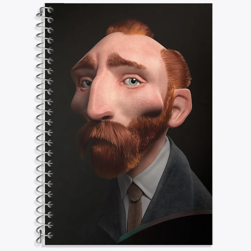 دفتر زبان 50 برگ خندالو مدل سه خط طرح ونسان ونگوگ کد F1293