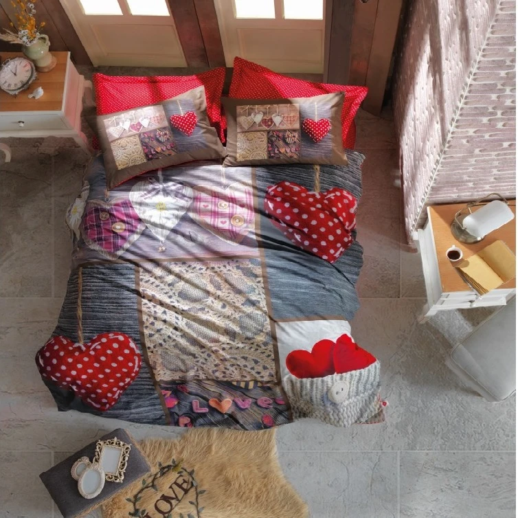 سرویس ملحفه کاتن باکس مدل Lovebox دو نفره 4 تکه