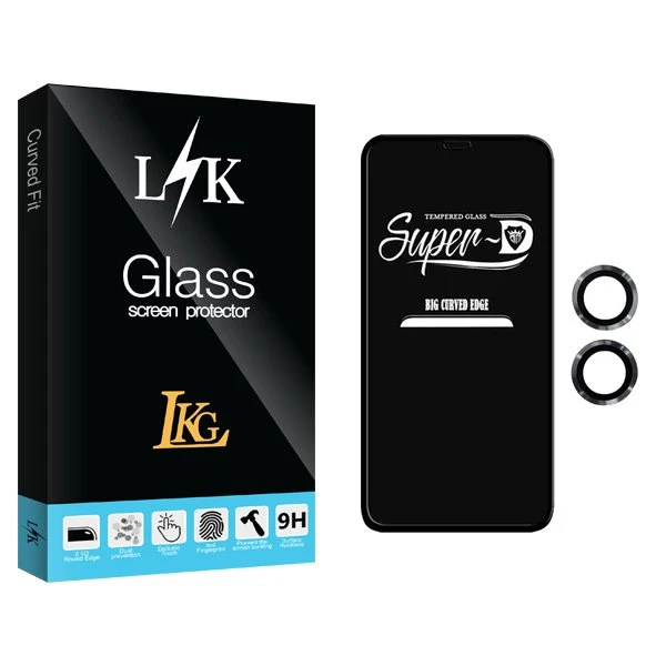 محافظ صفحه نمایش ال کا جی مدل LKK SuperD مناسب برای گوشی موبایل اپل iPhone 12 به همراه محافظ لنز گوشی