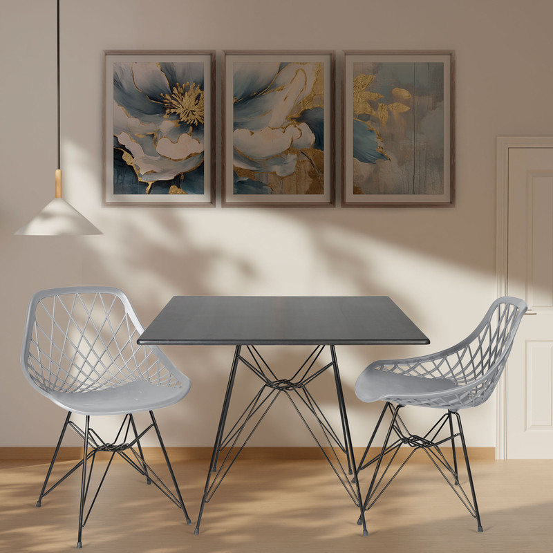 میز و صندلی ناهارخوری دو نفره مدل الماس فایبرگلاس MM