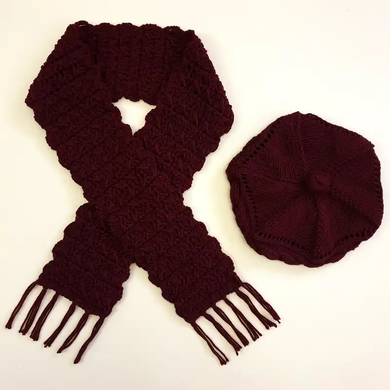 ست كلاه و شال گردن بافتنی زنانه كد SHB3-ZR