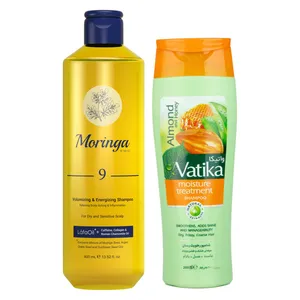 شامپو رطوبت رسان مو واتیکا مدل Almond and Honey حجم 200 میلی لیتر به همراه شامپو مو مورینگا امو مدل S9 حجم 400 میلی لیتر