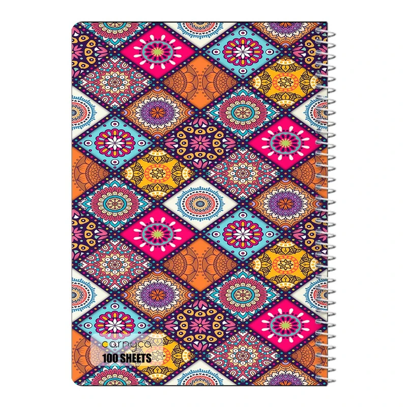 دفتر شطرنجی 100 برگ سیمی کارنیکا طرح پترن ایرانی Persian Pattern کد 79279