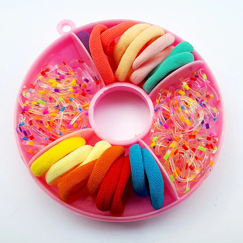 عکس شماره 4 : کش مو زنانه مدل چهل گیس خالخالی حوله ای نرم پاستیلی طرح دونات بسته 128 عددی