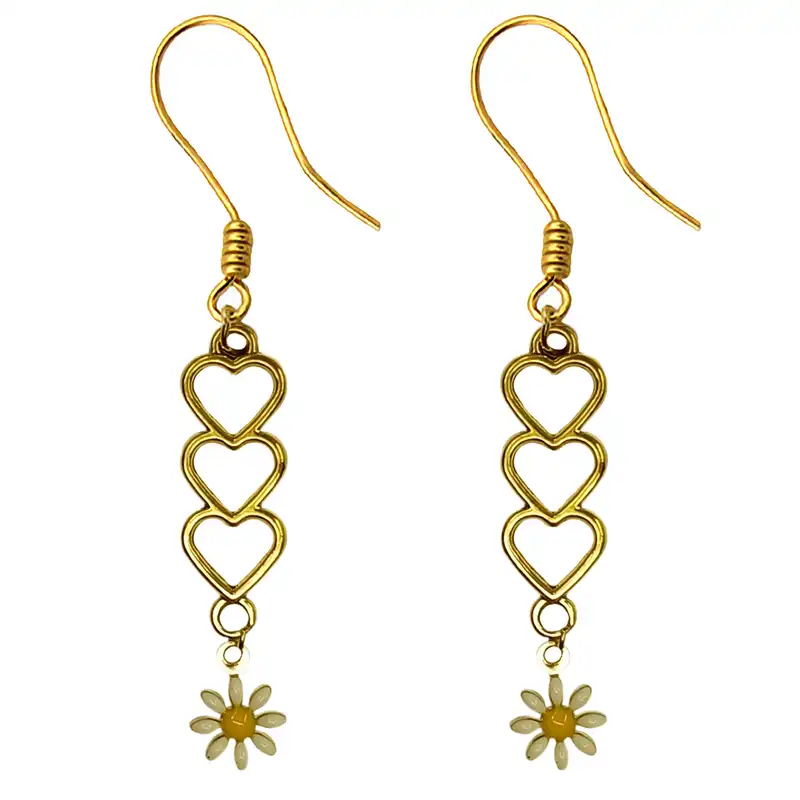 گوشواره زنانه مدل قلب و بابونه کد RKH_179