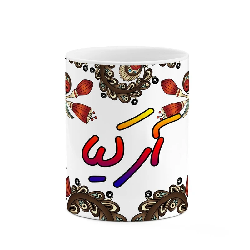 ماگ کاکتی مدل اسم آرکیا طرح سنتی گل و بته کد mgh43485