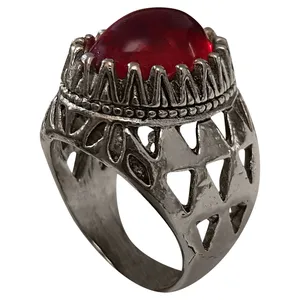 انگشتر نقره مردانه مدل یاقوت Y198