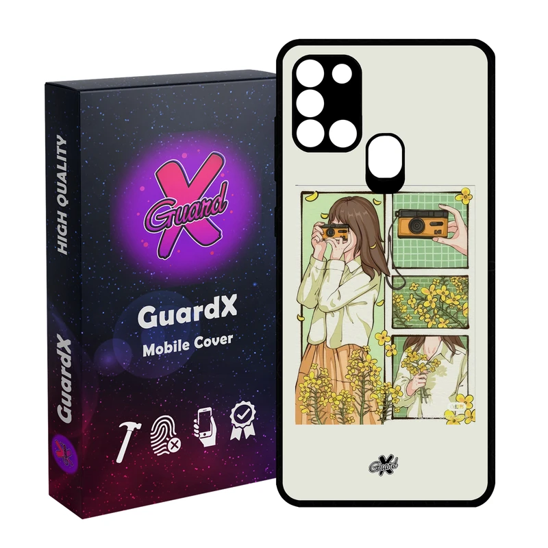 کاور گارد ایکس طرح دختر عکاس مدل Glass10708 مناسب برای گوشی موبایل سامسونگ Galaxy A21s
