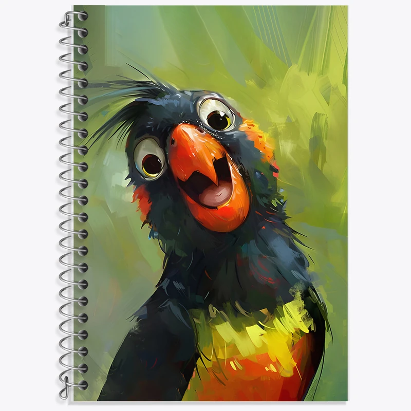 دفتر زبان 50 برگ خندالو مدل سه خط طرح طوطی بامزه کد F6244