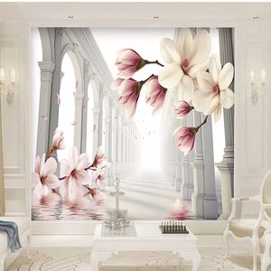 پوستر دیواری سه بعدی مدل ستون گل سفید DRVF1193