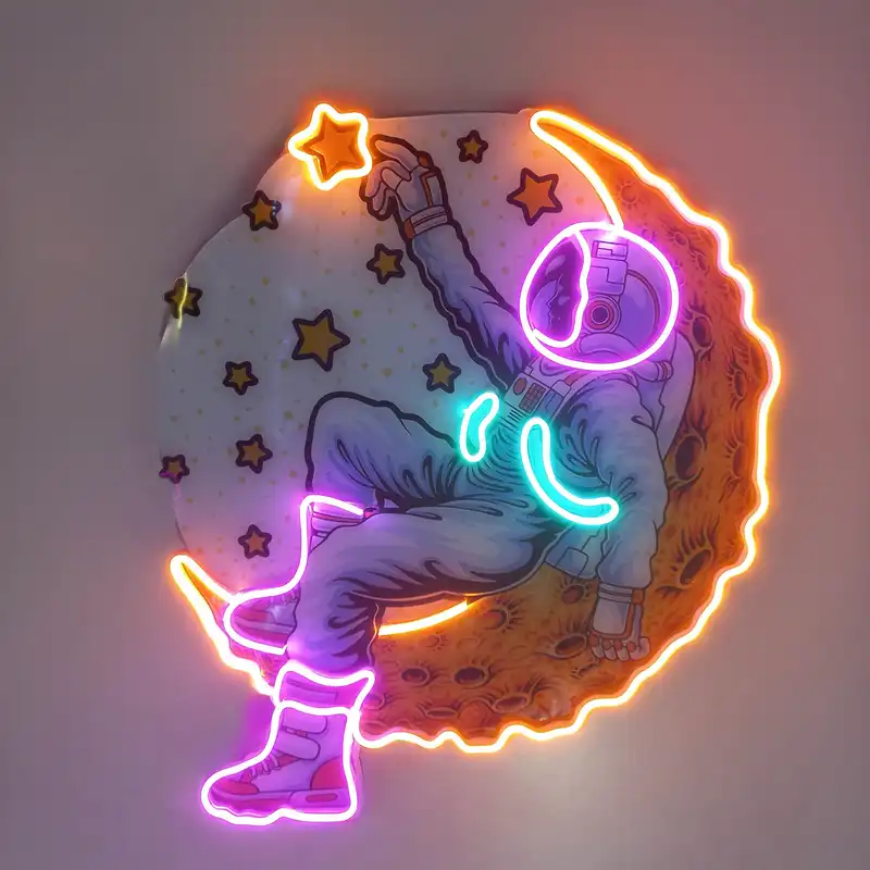 چراغ دیواری مدل نئون فضانورد و ماه