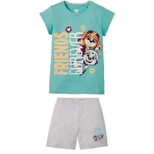 ست تی شرت آستین کوتاه و شلوارک دخترانه نیکلودن مدل سگهای نگهبان کد YS001