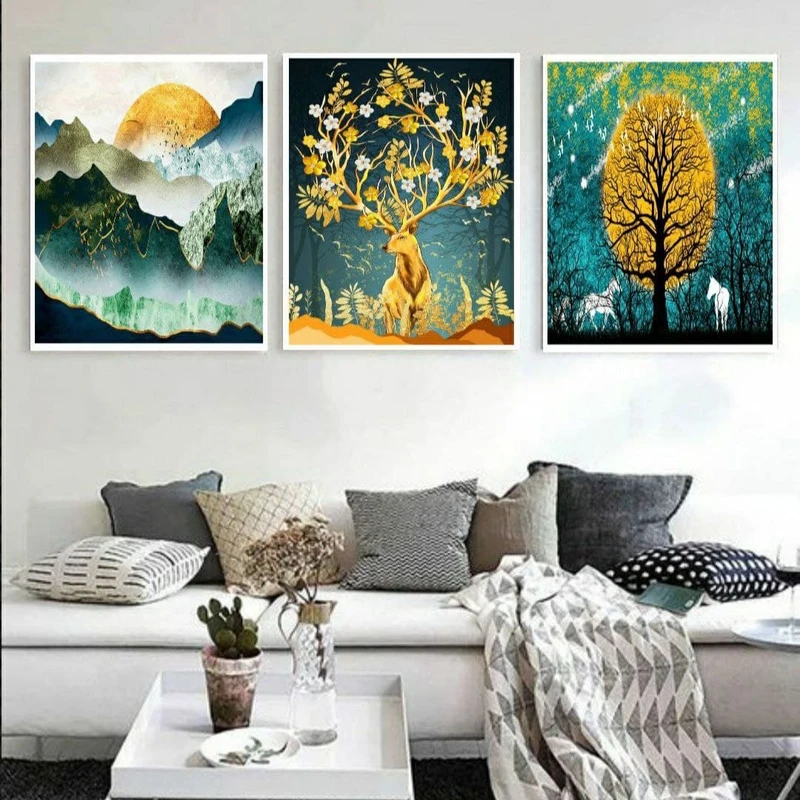 تابلو مدل ماه و گوزن مجموعه سه عددی