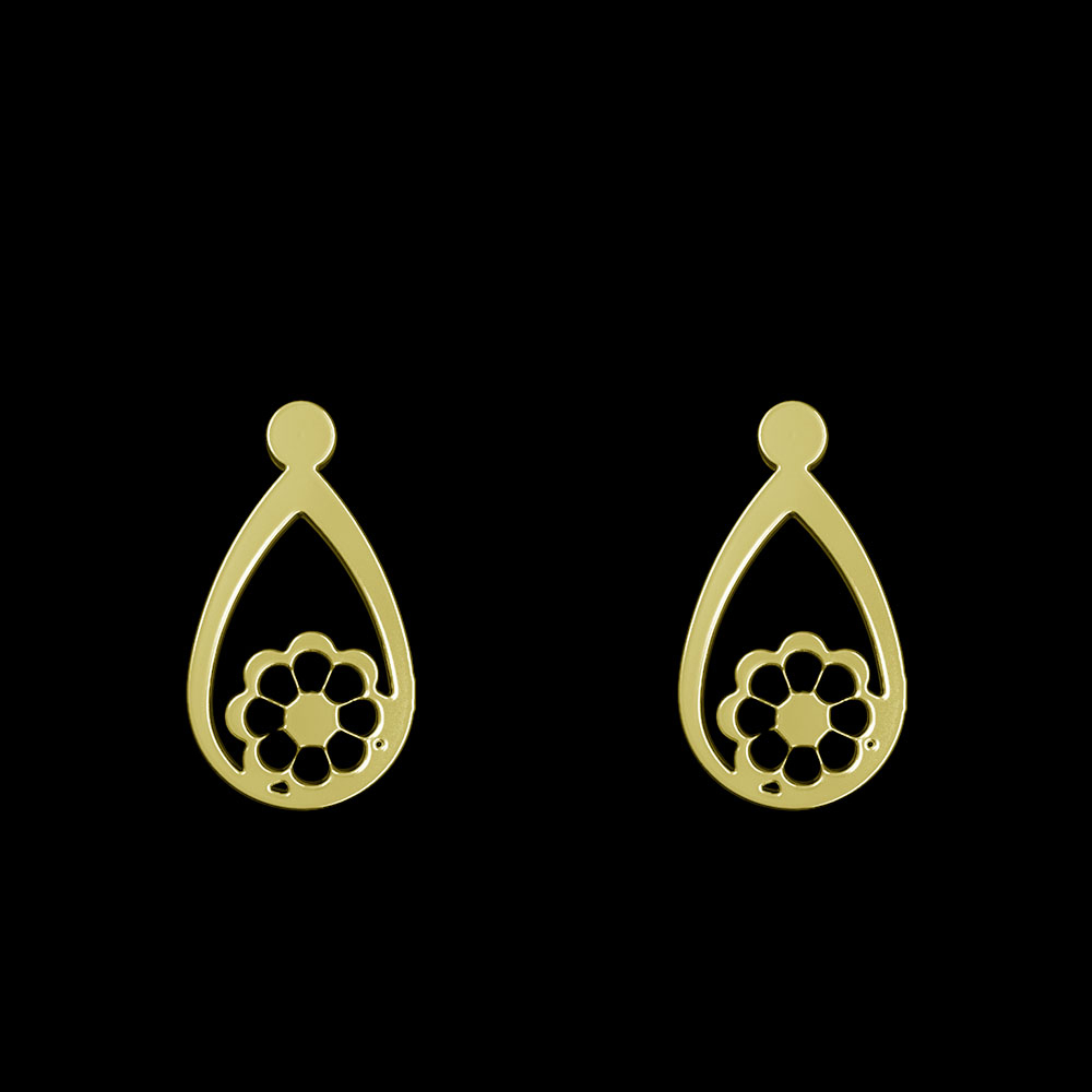 گوشواره طلا 18 عیار زنانه مدوپد مدل اشک و گل کد GA1-11088