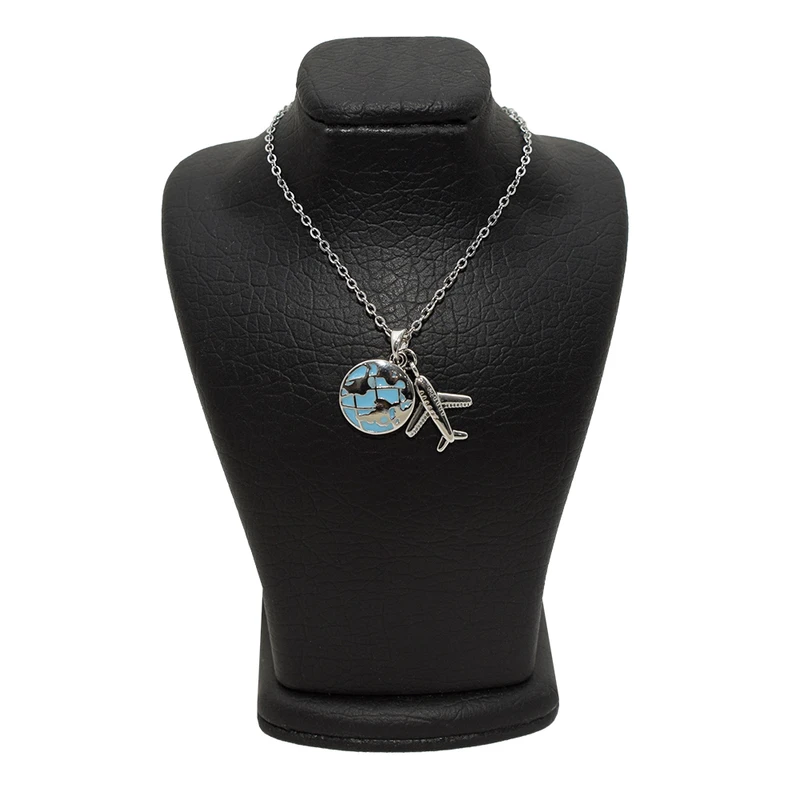 گردنبند دخترانه دلنار گالری مدل کره زمین و هواپیما