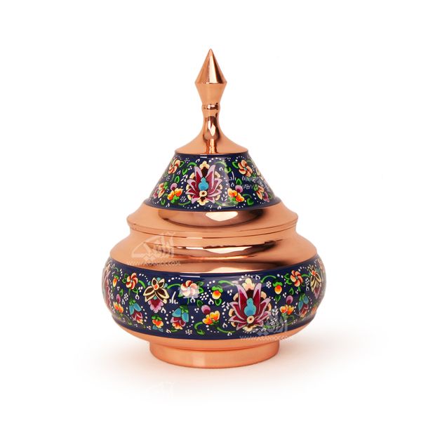 قندان مس و پرداز    رنگ سورمه ای  طرح سفینه ای  مدل 1004700015 قندان مس و پرداز    رنگ سورمه ای  طرح سفینه ای  مدل 1004700015