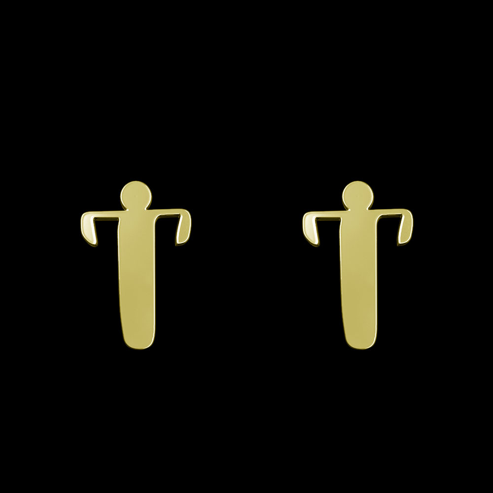 گوشواره طلا 18 عیار زنانه مدوپد مدل حرف T کد GA1-16651