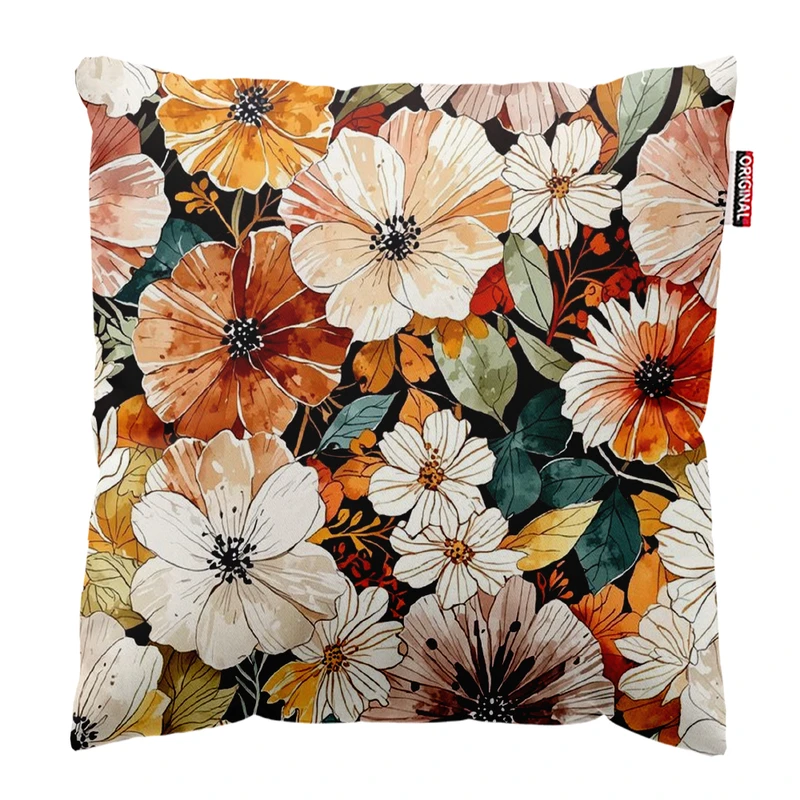 کوسن پاد آفرین مدل فانتزی طرح گل و برگ کد PK402159 سایز 40*40 سانتی متر