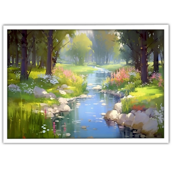 تابلو نوری بکلیت طرح منظره طبیعت و رودخانه مدل W-MID-17502