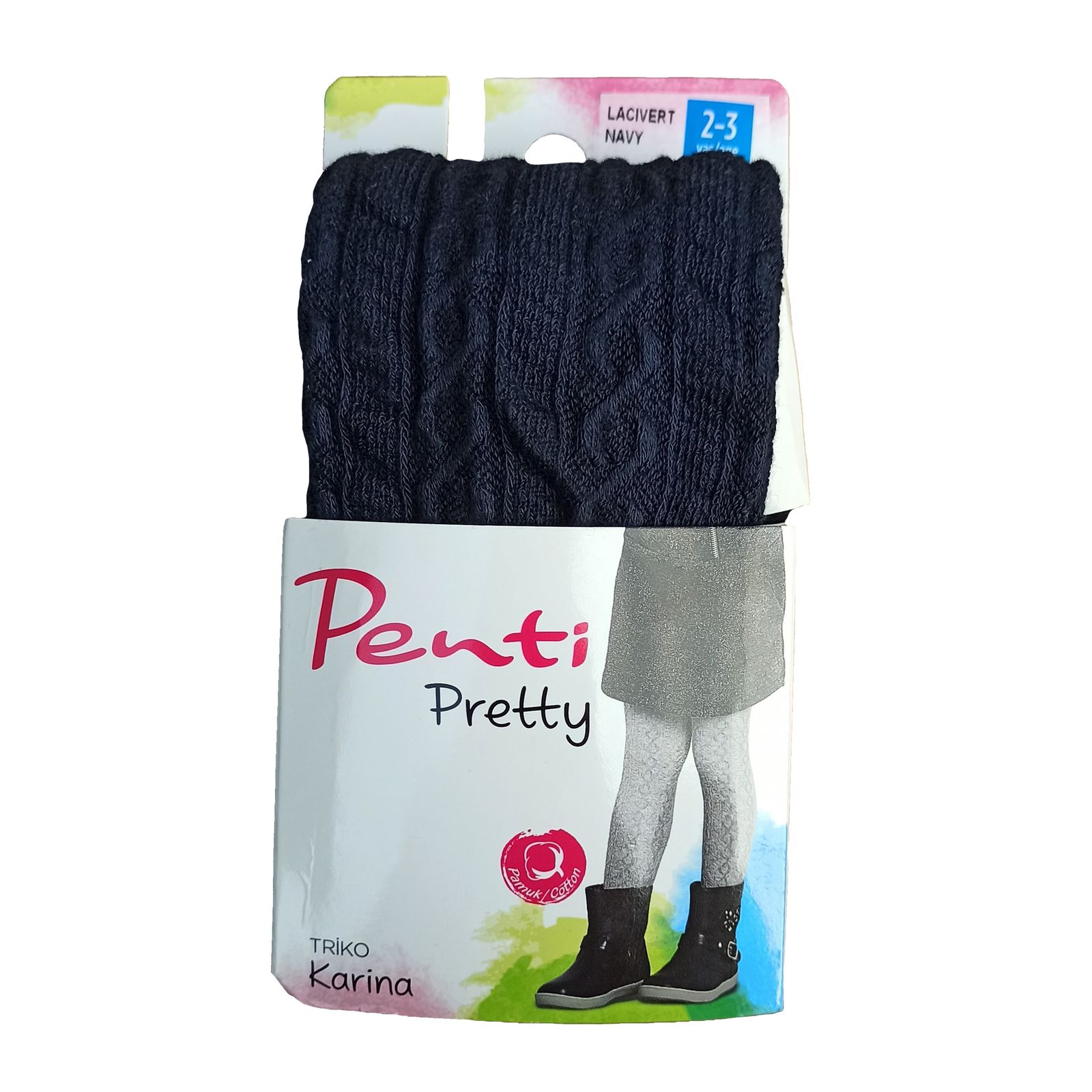 جوراب شلواری دخترانه پِنتی مدل کارینا کد 039 سورمه ای رنگ -  - 3