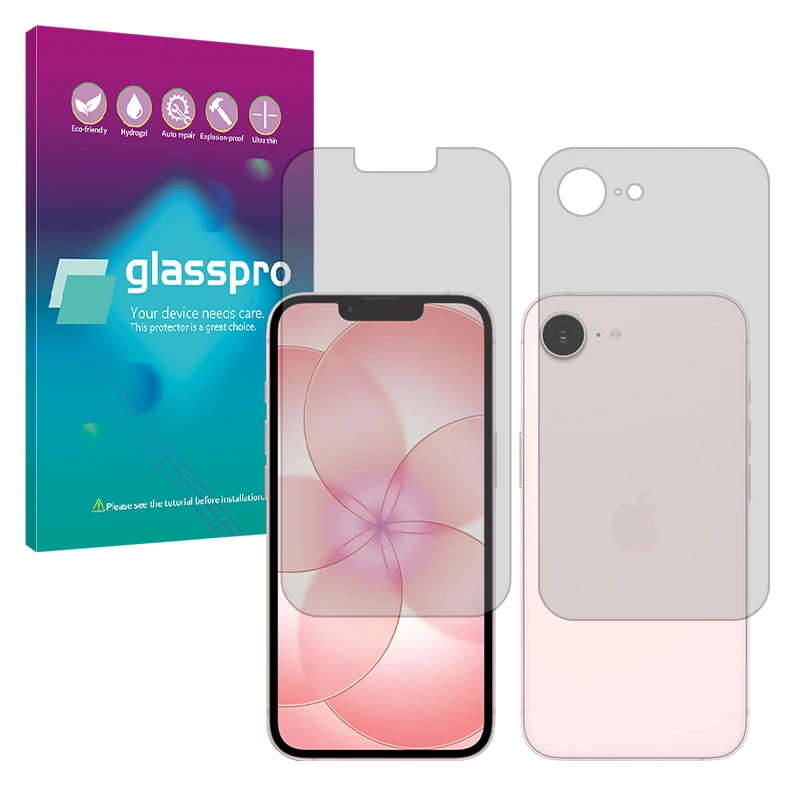 محافظ صفحه نمایش مات گلس پرو مدل هیدروژلی مناسب برای گوشی موبایل اپل iPhone 17e به همراه محافظ پشت گوشی