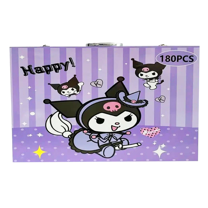 بسته لوازم تحریر مدل چمدان کرومی مجموعه 180 عددی