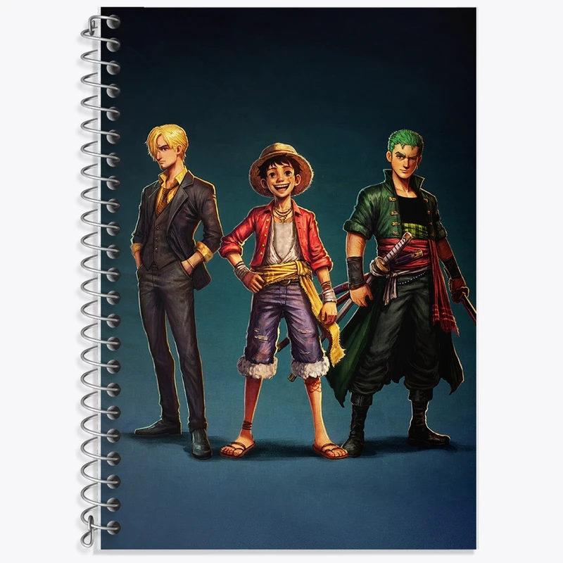 دفتر زبان 50 برگ خندالو مدل سه خط طرح انیمه وان پیس کد F381