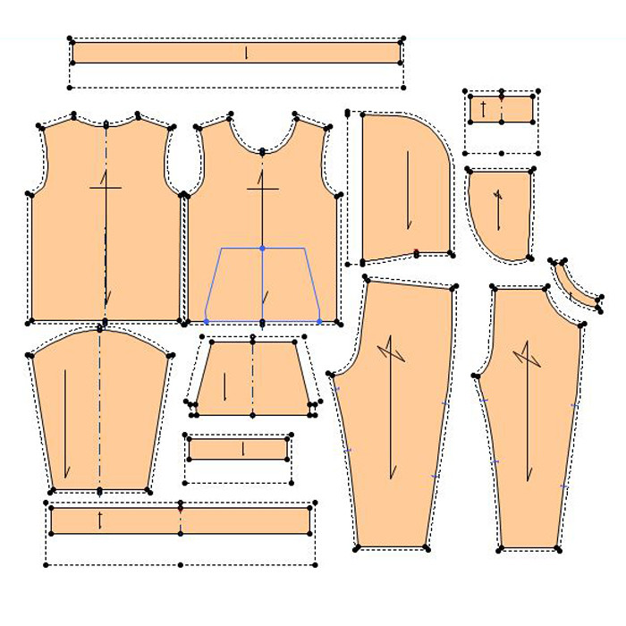 الگو خیاطی مدل هودی شلوار کودک سایز 2 تا 6 سال مجموعه 5 عددی