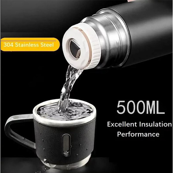 فلاسک مدل وکیوم گنجایش 0.5 لیتر به همراه لیوان مجموعه 3 عددی