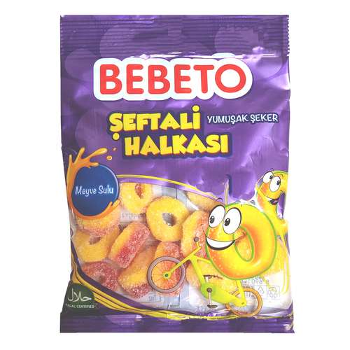 پاستیل شکری حلقه ای با طعم هلو ببتو - 80 گرم