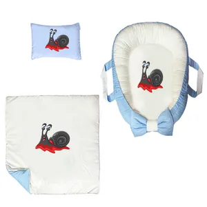 سرویس خواب سه تکه نوزاد ناریکو مدل گارد محافظ دار طرح حلزون کد 0414