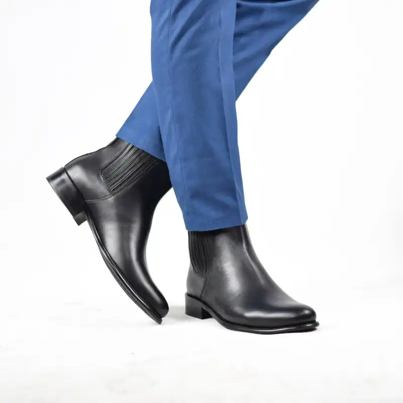 نیم بوت مردانه کرمانی مدل چرم دستدوز طبیعی کد 626 رنگ مشکی