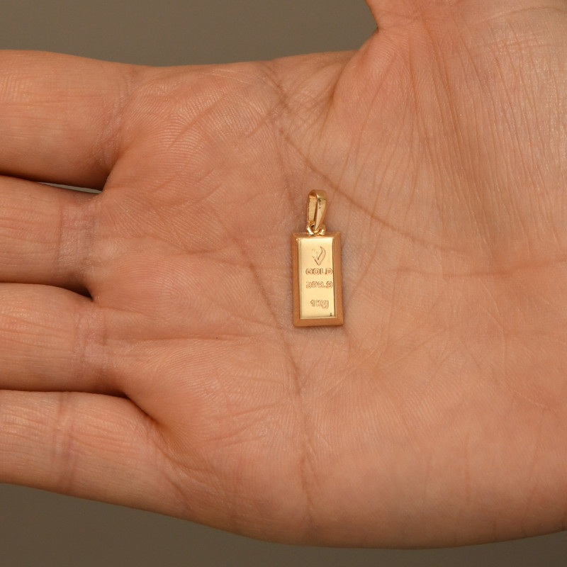 آویز گردنبند طلا 18 عیار زنانه طلای مستجابی مدل شمش کد 999