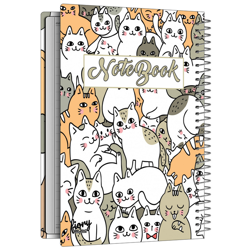 دفتر مشق 50 برگ مستر راد طرح گربه های بازیگوش کد fiory 2471