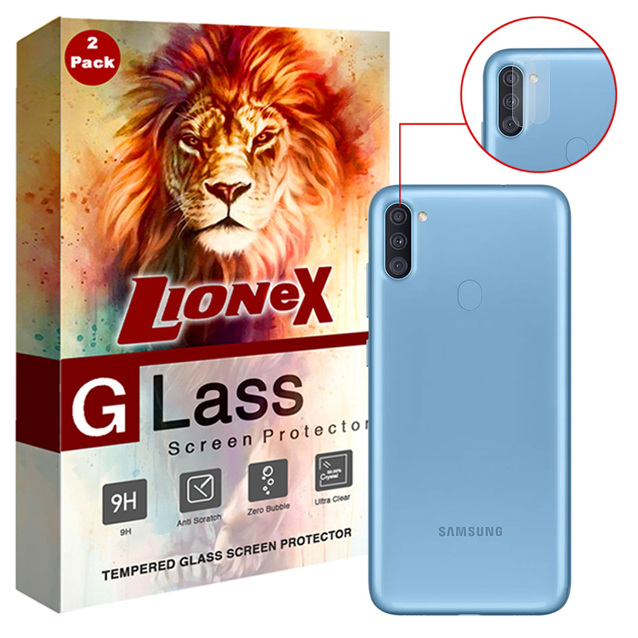محافظ لنز دوربین لایونکس مدل UTFS مناسب برای گوشی موبایل سامسونگ Galaxy A11 بسته دو عددی