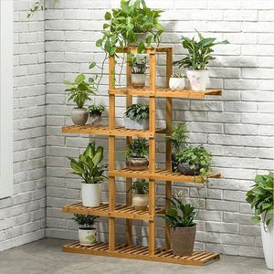 استند گلدان چوبی مدل Mt012 با ابعاد 110x75x25 سانتیمتر، ساختار چندطبقه برای نگهداری انواع گلدان و فضای مناسب برای چیدمان گلهای خانگی و آپارتمانی