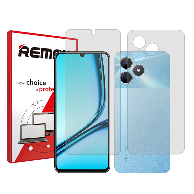 محافظ صفحه نمایش شفاف ریمکس مدل Resistant‌ مناسب برای گوشی موبایل ریلمی NOTE 50  به همراه محافظ پشت گوشی