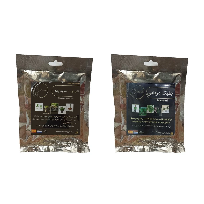 کود محرک رشد هیومیک اسید و جلبک دریایی مدل raw material وزن 100 گرم بسته 2 عددی