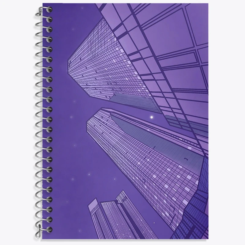 دفتر زبان 50 برگ خندالو مدل سه خط طرح شهر بنفش کد N2779