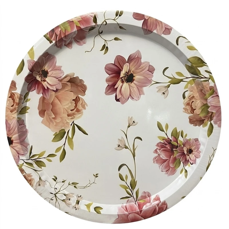 سینی بدون دسته طرح گل‌ها کد 870 سایز 33*33 سانتی متر
