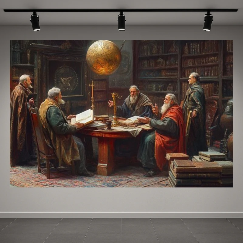 تابلو بوم طرح مخمل نقاشی تاریخی مدل دانشمندان کد AR3059229