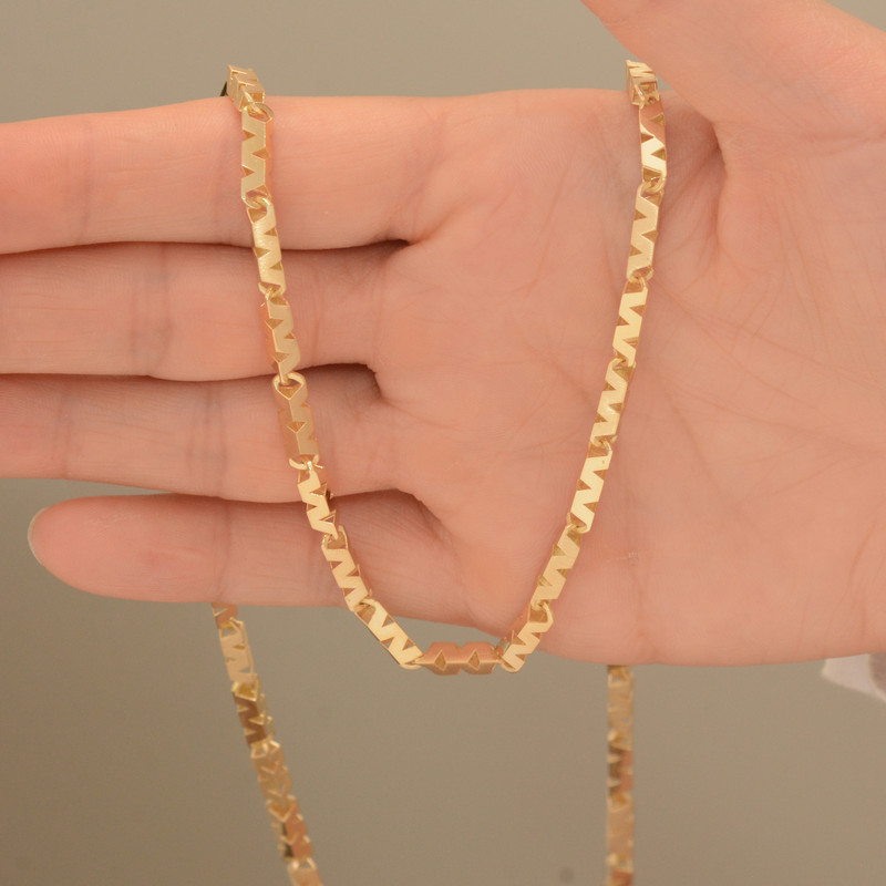 زنجیر طلا 18 عیار زنانه طلای مستجابی مدل ام دبلیو کد MW1