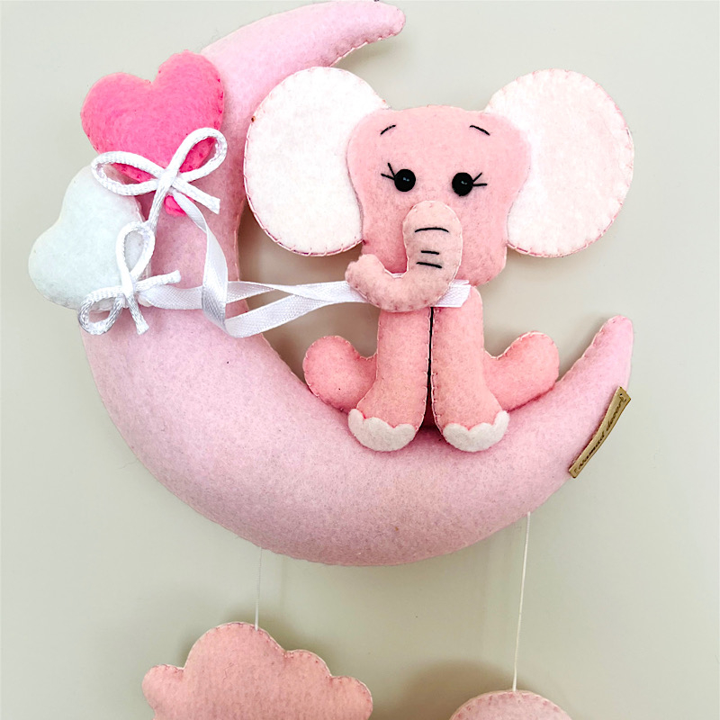 آویز تخت کودک مدل ماه و فیل