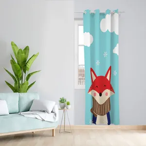  پرده مدل اتاق کودک مخمل پانچی طرح روباه کد 1357 سایز 140x280 سانتی متر