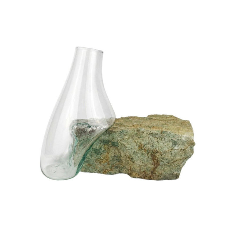 گلدان دکوری مدل شیشه و سنگ