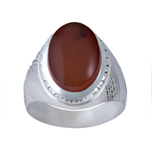 انگشتر نقره مردانه مدل سنگ عقیق اصل رکاب سیلندری کد AM_044