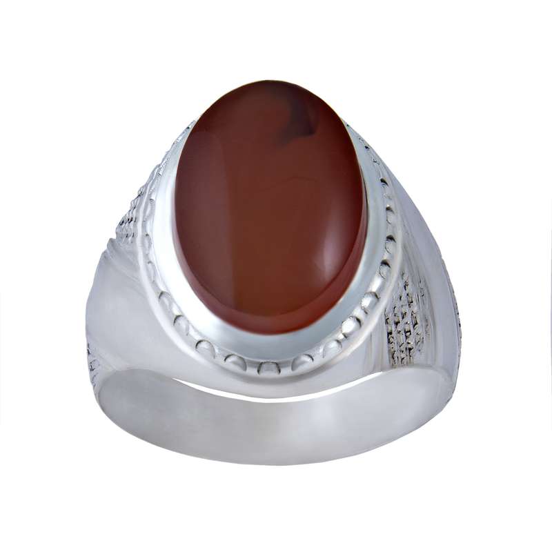 انگشتر نقره مردانه مدل سنگ عقیق اصل رکاب سیلندری کد AM_044